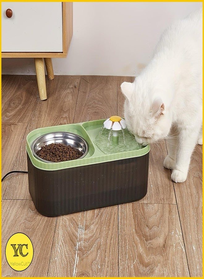 YellowCult Cat Water Fountain & Food Bowl, 3L Ultra Quiet Pet Feeder Drinking Water Dispenser set for puppy dogs kitten Cat Pet Large Capacity at home, Automatic Flower Fountain & Stainless Steel Bowl - Image 5