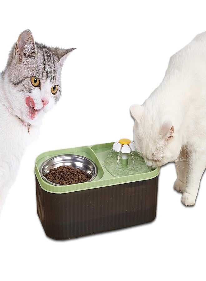YellowCult Cat Water Fountain & Food Bowl, 3L Ultra Quiet Pet Feeder Drinking Water Dispenser set for puppy dogs kitten Cat Pet Large Capacity at home, Automatic Flower Fountain & Stainless Steel Bowl - Image 1