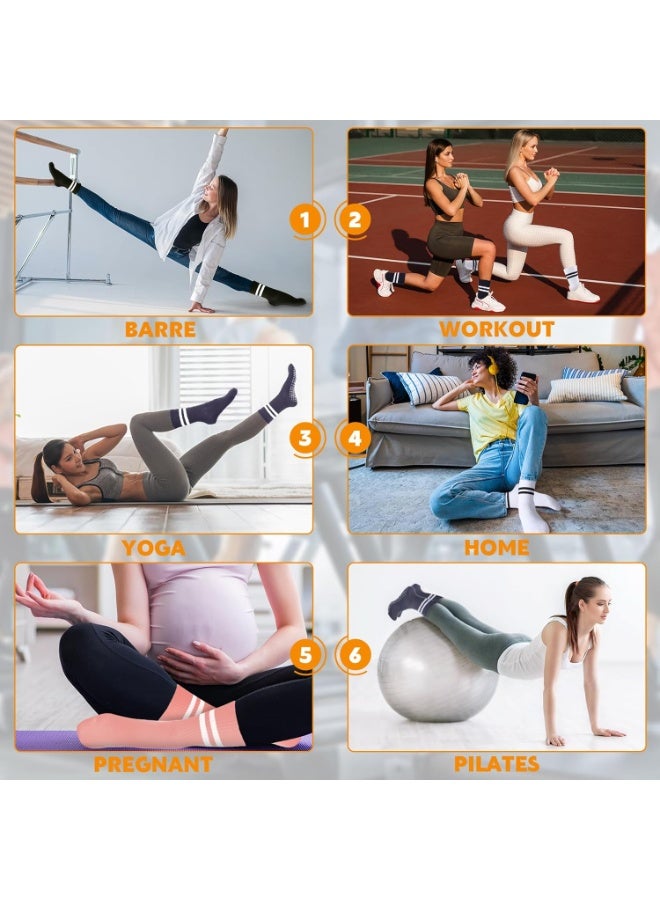Moonmen 5 Pairs Yoga Grip Socks For Women，Pilates Anti Slip Socks Non Slip Socks For Pilates,Yoga, Ballet, Dance - Image 4