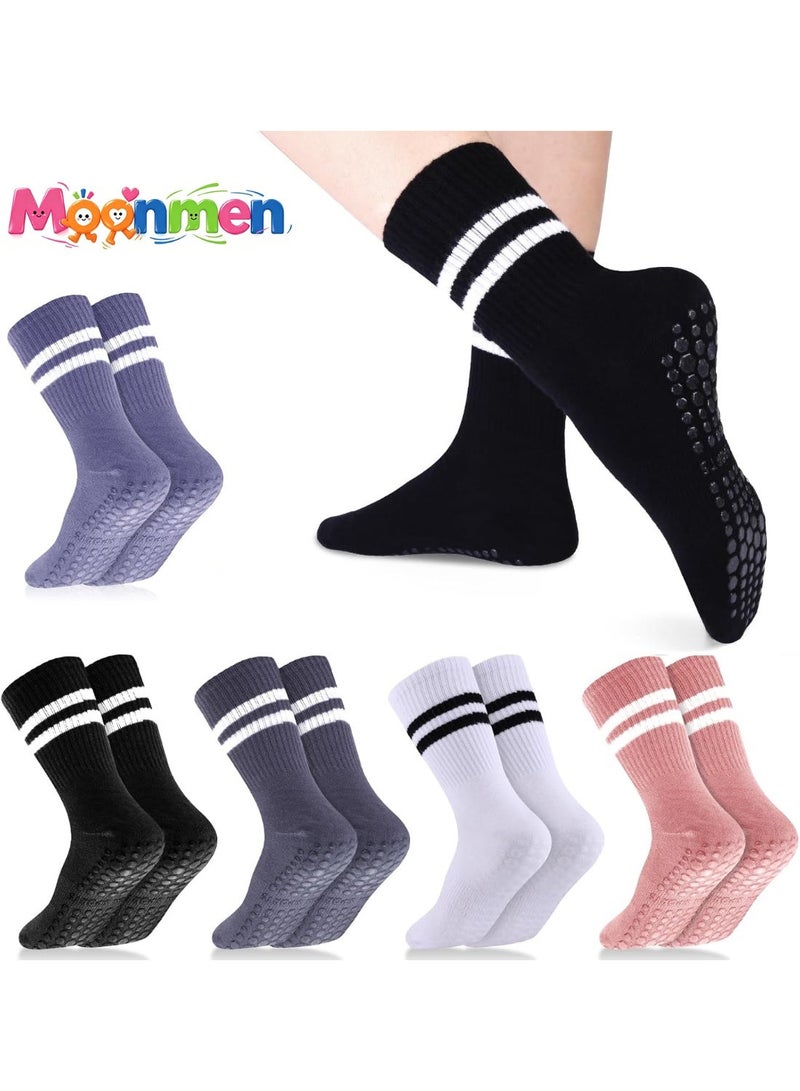 Moonmen 5 Pairs Yoga Grip Socks For Women，Pilates Anti Slip Socks Non Slip Socks For Pilates,Yoga, Ballet, Dance - Image 1