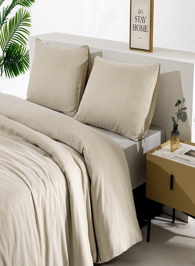 TUMEI 100% Linen Pillow Cases Queen, Set of 2 Queen Size Linen Bed Pillow Shams Cover Washed Solid Color Natural Flax Soft Breathable, (25.98"×20.08") - Image 2