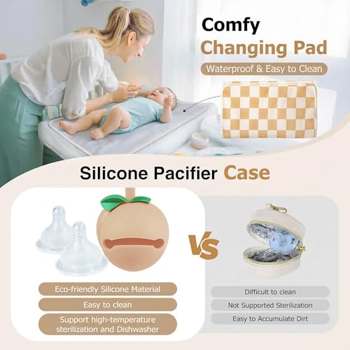 KUBYA Diaper Bag Tote, Diaper Tote Bag Travel Hospital Mommy Baby Nappy Tote Bag for Women, Corduroy Stylish Cute Gym Tote Bag for Women, with Silicone Pacifier Case & Changing Pad - Image 4