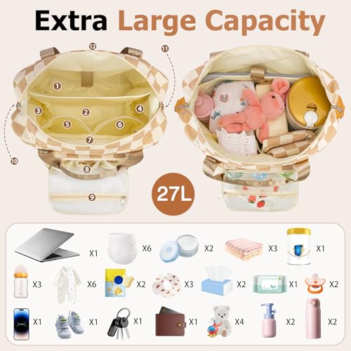 KUBYA Diaper Bag Tote, Diaper Tote Bag Travel Hospital Mommy Baby Nappy Tote Bag for Women, Corduroy Stylish Cute Gym Tote Bag for Women, with Silicone Pacifier Case & Changing Pad - Image 2