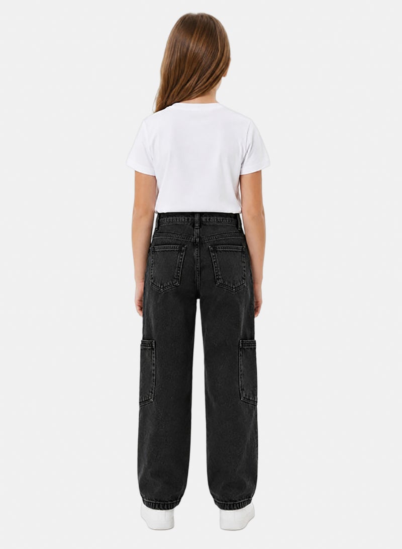 EGY WEAR Girls' DARK GRAY Wide-Leg Jeans - Image 2