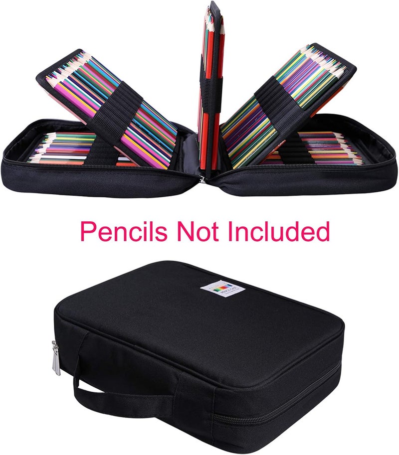 BOMKEE Pencil Case for Adults 220 Slots Pencase Colored Pencils Gel Pen Organizer Bag with Zipper for Artist Handy Glitter Gel Pens, Refills, Waterproof Coloring Holder Pencils Case(Black) - Image 2