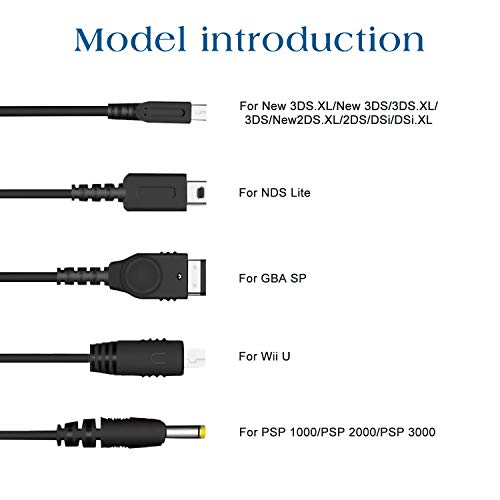 Xahpower 5 in 1 USB Charger Cable for Nintendo DS Lite, 3DS, DS and Gameboy Advance SP/PSP 1000/2000/3000 - Image 2