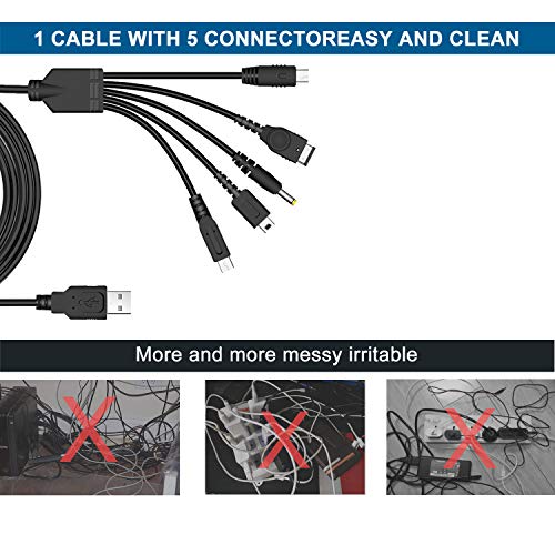 Xahpower 5 in 1 USB Charger Cable for Nintendo DS Lite, 3DS, DS and Gameboy Advance SP/PSP 1000/2000/3000 - Image 5