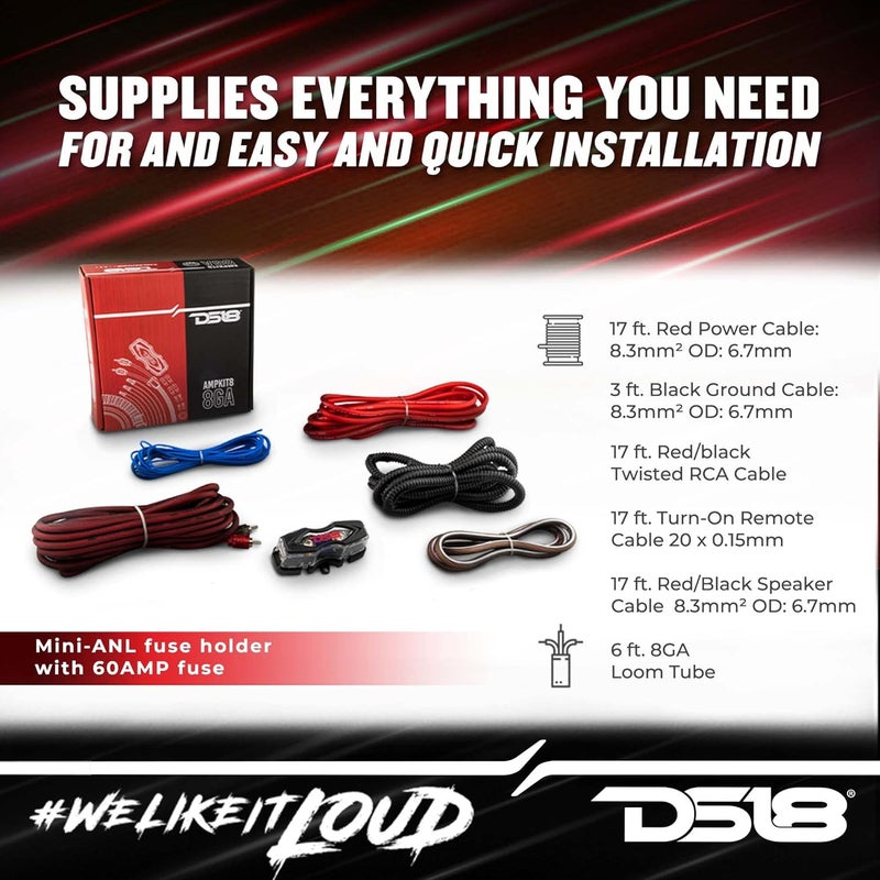 DS18 DS-AMPKIT8 High Power Complete 8G Amp Installation Kit Super Flex Wire - Image 3