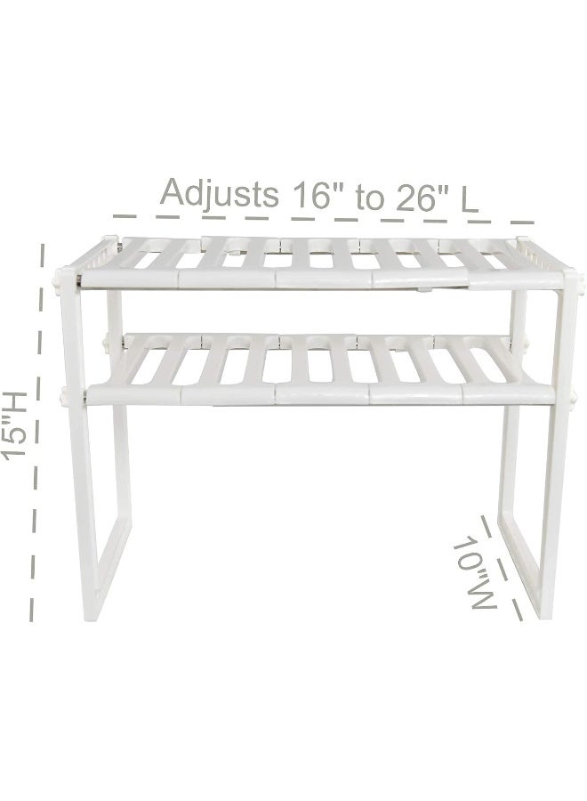 2 Tiers Expandable Kitchen Organizer, Multi-Functional Shelf Cabinet, Expandable Space Saving Rack