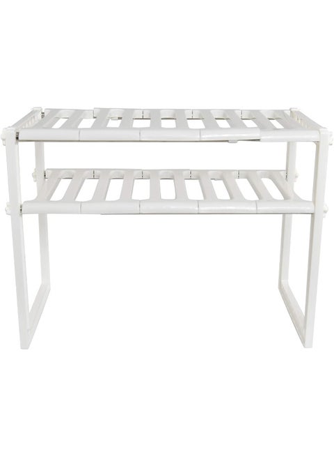 2 Tiers Expandable Kitchen Organizer, Multi-Functional Shelf Cabinet, Expandable Space Saving Rack