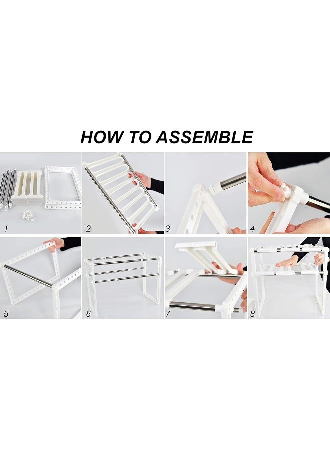 2 Tiers Expandable Kitchen Organizer, Multi-Functional Shelf Cabinet, Expandable Space Saving Rack