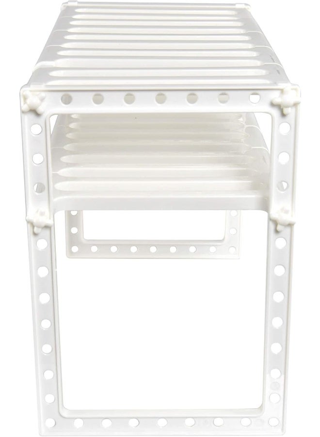2 Tiers Expandable Kitchen Organizer, Multi-Functional Shelf Cabinet, Expandable Space Saving Rack