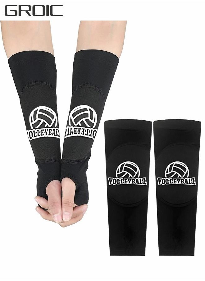 GROIC 1 Pair Volleyball Arm Sleeves Youth Padded Forearm Sleeves Passing Hitting Forearm Sleeves with Protection Pads and Thumb Hole Padded Volleyball Sleeves  - Image 1