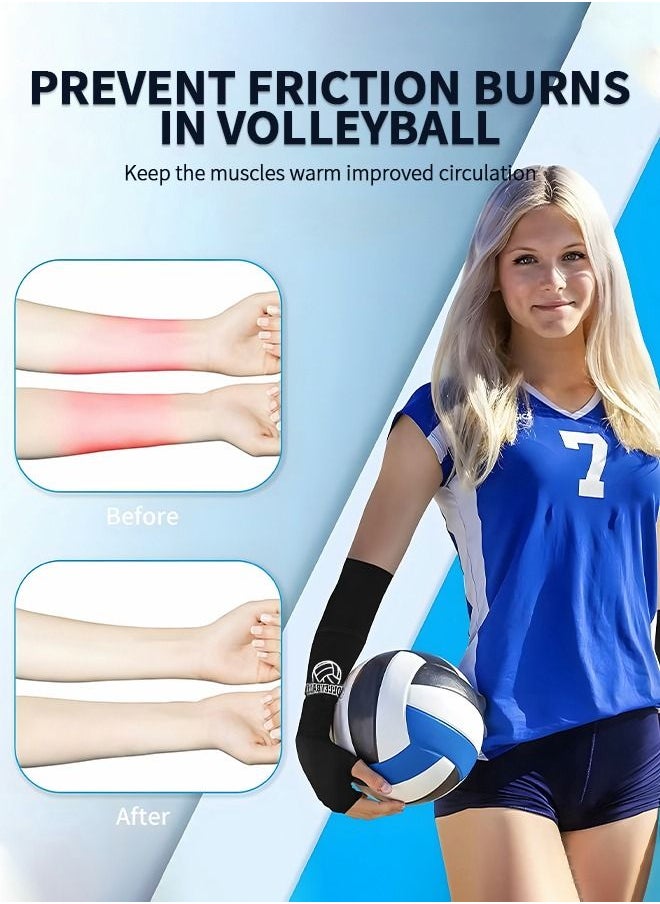GROIC 1 Pair Volleyball Arm Sleeves Youth Padded Forearm Sleeves Passing Hitting Forearm Sleeves with Protection Pads and Thumb Hole Padded Volleyball Sleeves  - Image 2