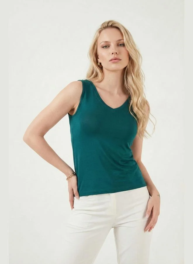 ليلا Lela Thick Strapped V-Neck Blouse Women's Blouse 5864384