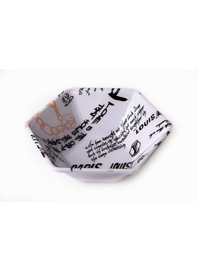 6 Hexagonal Paris Decor Soup Bowl 15*17*11 cm-White 