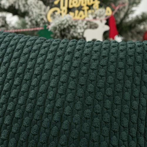 K KEVIN TEXTILE Kevin Textile Christmas Decorative Pillow Covers Set of 2 Striped Plush Corduroy Pillows Pillowcases Boho Home Decor Cushion Covers for Couch Sofa Bed Living Room 18x18 Inch Army Green - Image 3