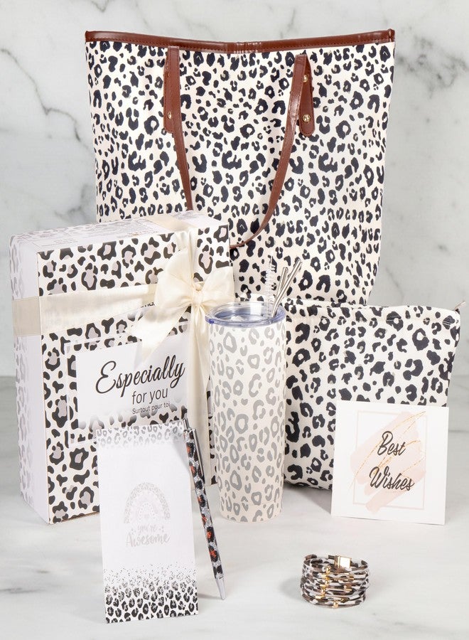 GiftAmaz White Leopard Gifts for Women, Leopard Print Get Well Gift for Women, Self Care Office Gifts Cheer Up New Job Set, Unique New Beginnings Christmas Gift Basket for Mom Wife Friends - Image 1