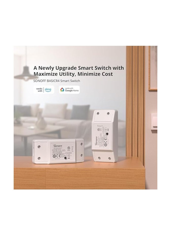 SONOFF - SONOFF BASICR4 WiFi Connected Switch, 10A/2200W WiFi Smart Switch, Auxiliary Protection Against Overheating, Voice Control, Compatible with Alexa/Google Home, Home Assistant - Image 1