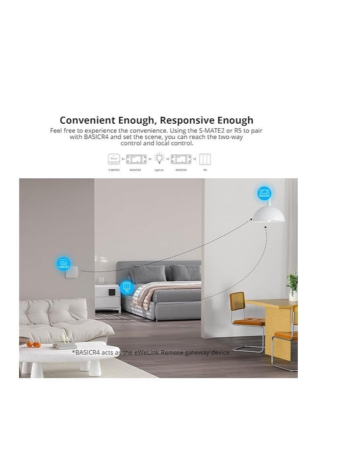 SONOFF - SONOFF BASICR4 WiFi Connected Switch, 10A/2200W WiFi Smart Switch, Auxiliary Protection Against Overheating, Voice Control, Compatible with Alexa/Google Home, Home Assistant - Image 1