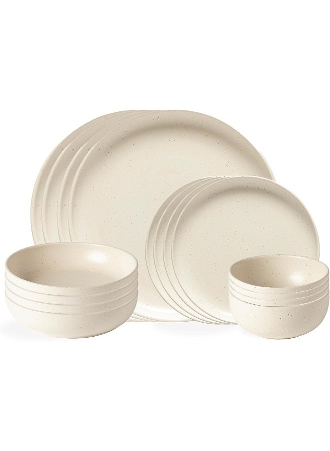 Casafina Casafina Ceramic Stoneware 16Piece Place Setting Service for 4 with Cereal Pasta Bowls Pacifica Collection Vanilla Microwave Dishwasher Safe Dinnerware Set Restaurant Quality Tableware  - Image 1