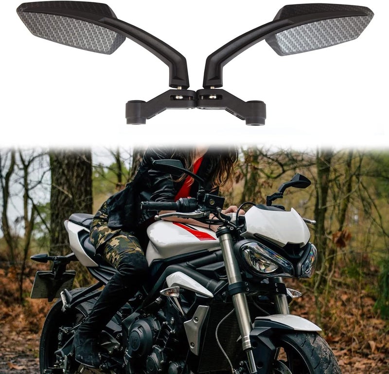 MISS MOLY 8mm 10mm Carbon Motorcycle Rearview Side Mirrors for Honda Grom CRF250L Kawasaki Yamaha - Image 1