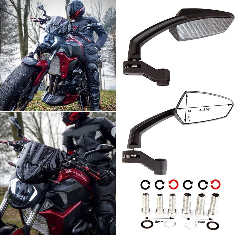 MISS MOLY 8mm 10mm Carbon Motorcycle Rearview Side Mirrors for Honda Grom CRF250L Kawasaki Yamaha - Image 4