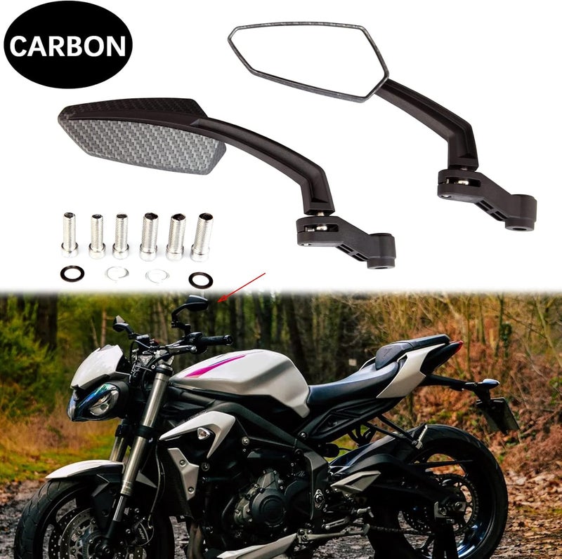 MISS MOLY 8mm 10mm Carbon Motorcycle Rearview Side Mirrors for Honda Grom CRF250L Kawasaki Yamaha - Image 3