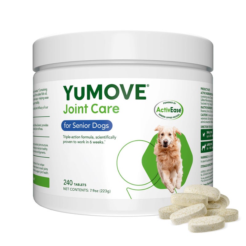Yumove Hip & Joint Supplement for Dogs - with Glucosamine Chondroitin, Omega 3, Hyaluronic Acid, Green Lipped Mussel & Fish Oil for Dogs - Senior Dog Joint Supplement (240ct Chewable Tablets) - Image 1