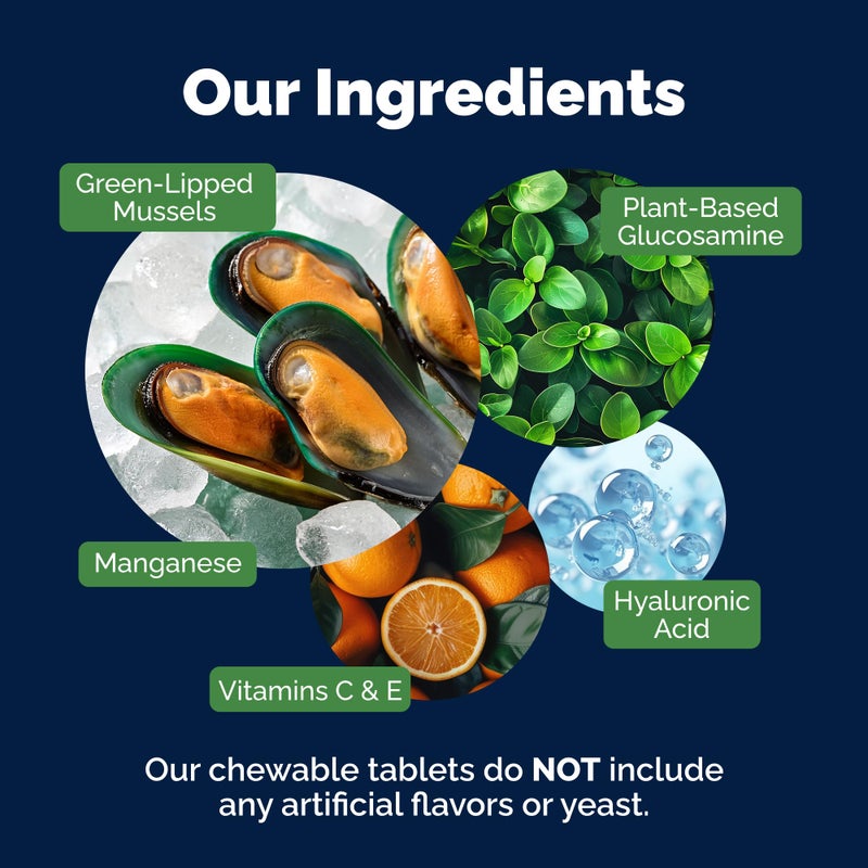 Yumove Hip & Joint Supplement for Dogs - with Glucosamine Chondroitin, Omega 3, Hyaluronic Acid, Green Lipped Mussel & Fish Oil for Dogs - Senior Dog Joint Supplement (240ct Chewable Tablets) - Image 4