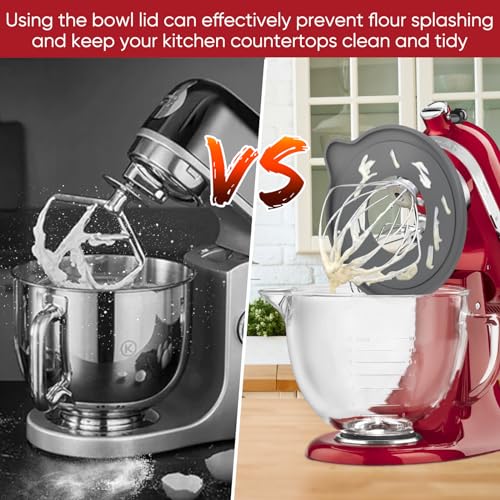 Kltchonald Tilt-Head Stand Mixer Glass Bowl, 5 QT,Compatible with Kitchenaid Artisan&Classic Series,Glass Bowl with Lid,Mixer Bowl Cover to Prevent Spilling of Ingredients,Contemporary with Grey Lid - Image 5