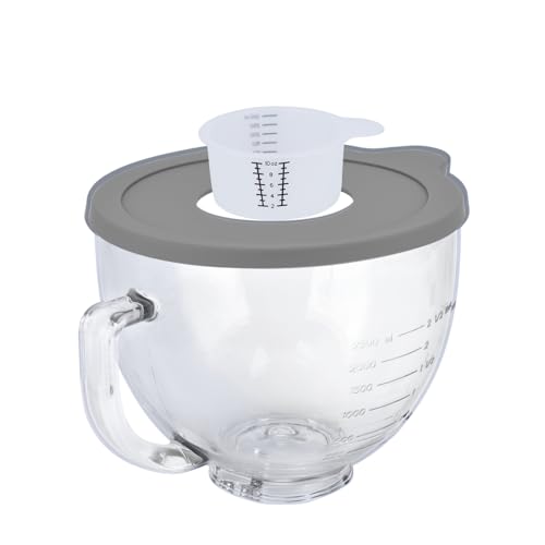 Kltchonald Tilt-Head Stand Mixer Glass Bowl, 5 QT,Compatible with Kitchenaid Artisan&Classic Series,Glass Bowl with Lid,Mixer Bowl Cover to Prevent Spilling of Ingredients,Contemporary with Grey Lid - Image 1