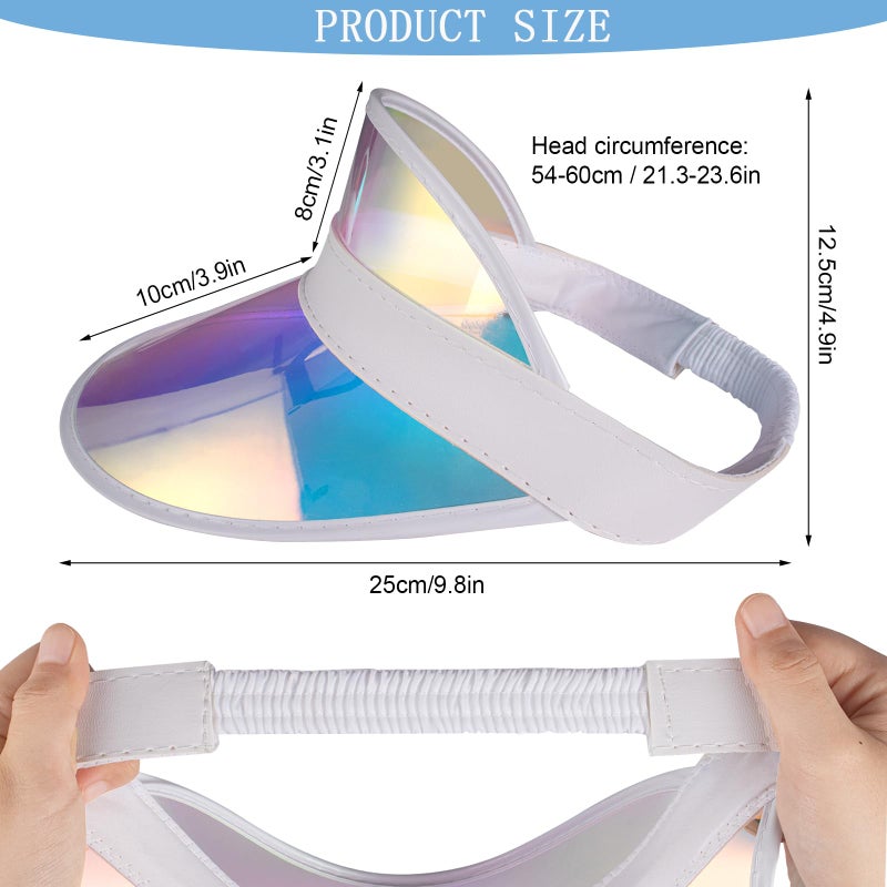 Ultrafun Unisex Candy Color Sun Visors Hats Plastic Clear UV Protection Cap for Sports Outdoor Activities (Laser-10pcs) - Image 2