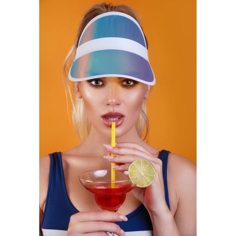 Ultrafun Unisex Candy Color Sun Visors Hats Plastic Clear UV Protection Cap for Sports Outdoor Activities (Laser-10pcs) - Image 5