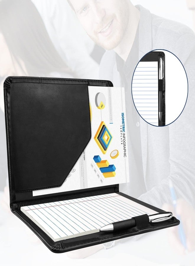 Konper Classic Padfolio/Junior Portfolio Folder Case, Business A5 Binder Organizer Notepad for Men Women, 5 x 8 Writing Pad Included,Black. - Image 4