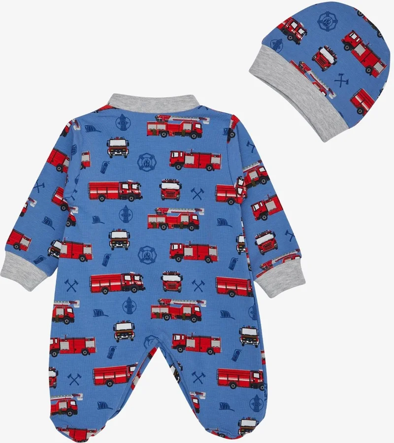 بريز Baby Boy Booties Overalls Fire Truck Patterned 0-6 Months, Indigo