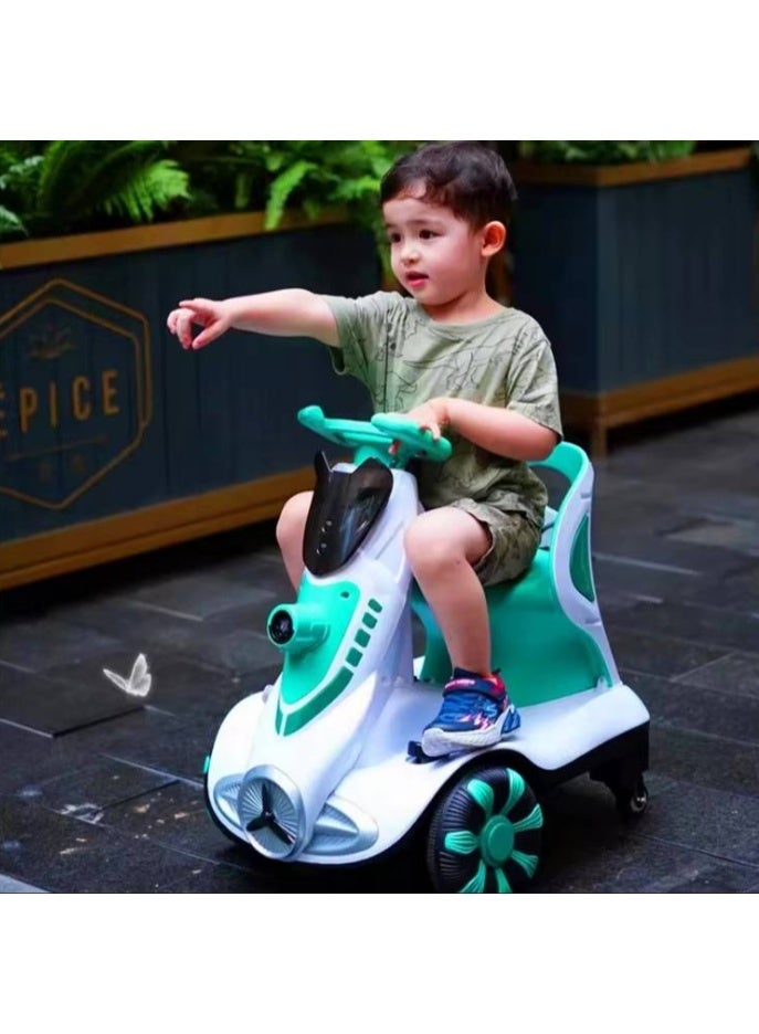 AS 4-Wheel Electric Scooter with Light and Bubbles - GREEN - Image 3