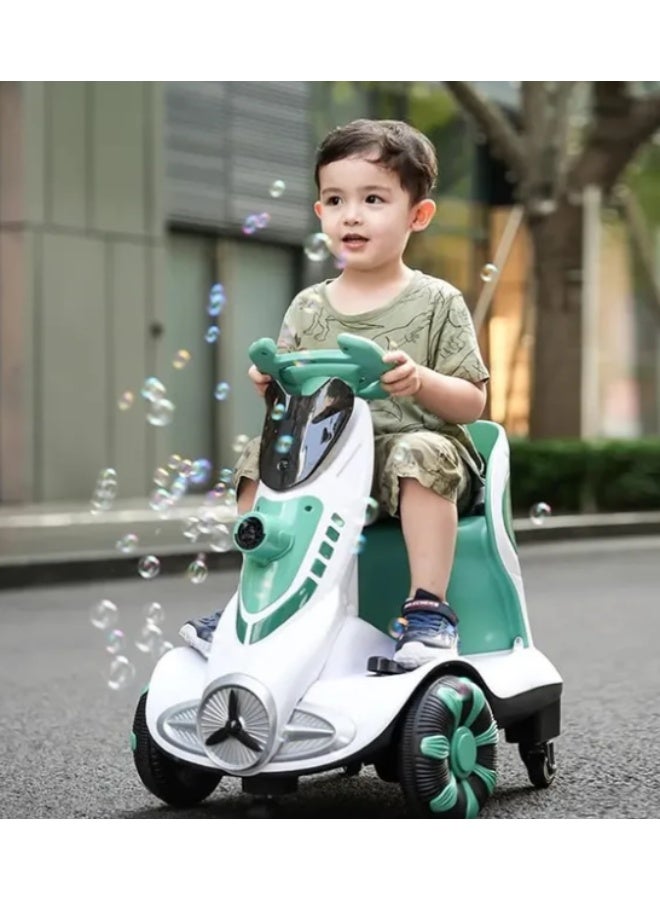 AS 4-Wheel Electric Scooter with Light and Bubbles - GREEN - Image 4