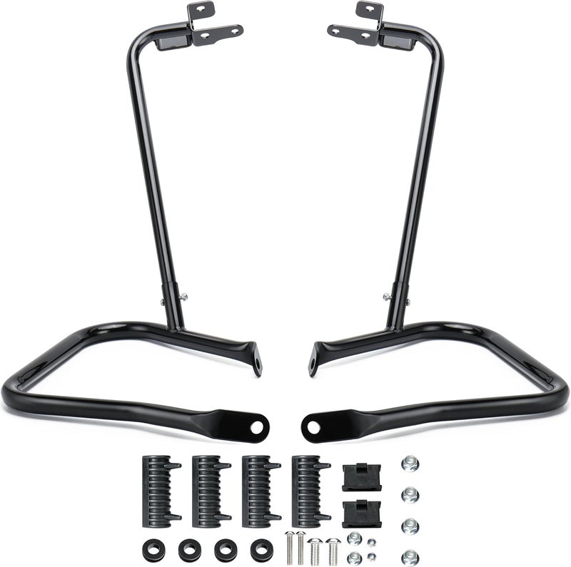 MoKitDora Black Rear Saddlebag Bracket Guard Bars for 2014-2021 Harley Touring Models - Image 1