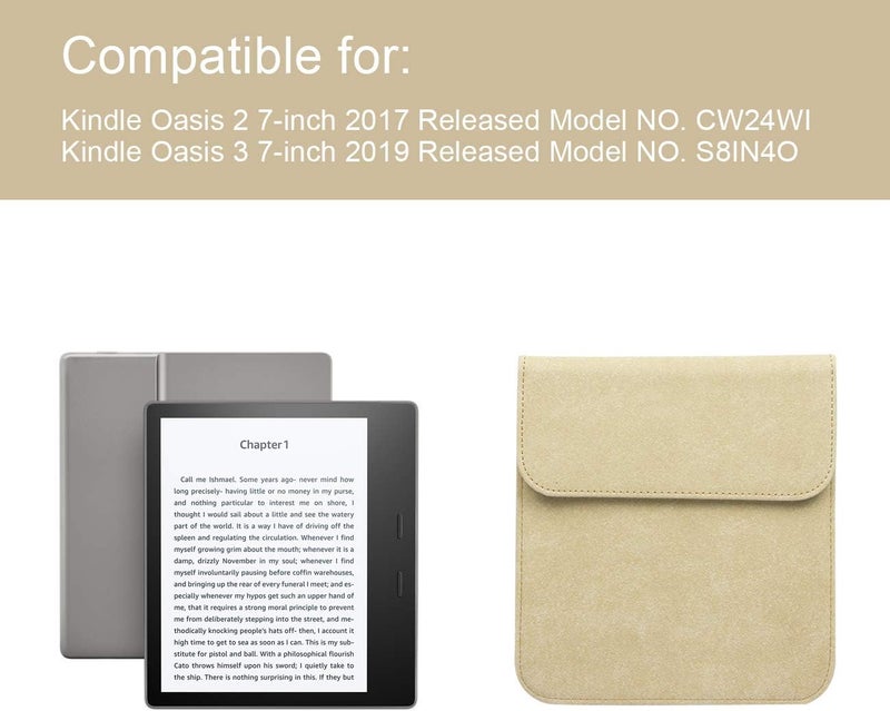 WALNEW 7'' Kindle Sleeve for Kindle Oasis - Protective Insert Sleeve Case Cover Bag Fits Kindle Oasis 10th Generation 2019 / 9th Generation 2017, Khaki - Image 2