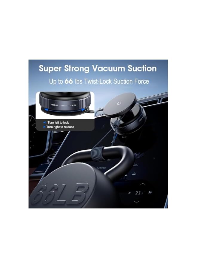 S-TOP 2025 Magnetic Phone Stand & Car Holder, Strong Suction Cup Dashboard Mount with N52 Magnets, 360° Anti-Shake Rotatable Stand, MagSafe Compatible for iPhone & Android, Multi-Surface Use - Image 3