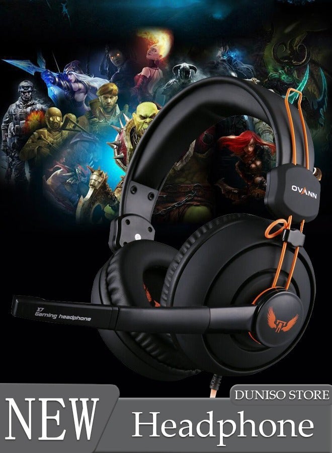 DUNISO Over Ear Gaming Headphone Stereo Gaming Headset for Noise Cancelling Over Ear Headphones with Mic Bass Surround Soft Memory Earmuffs for Laptop Mac Nintendo NES Games - Image 1