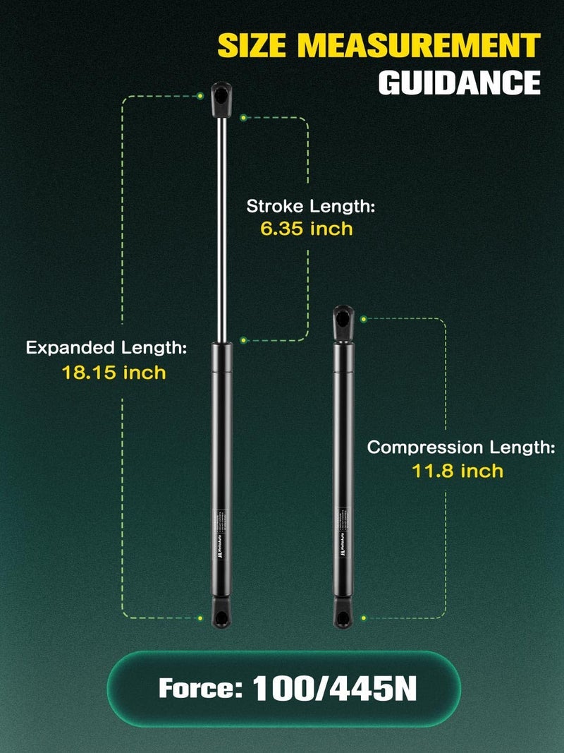 HelloAuto C16-23833 18 inch 100Lbs/445N Gas Struts Shocks Spring Lift Support for Tonneau Cover Leer are ATC Camper Shell Canopy Truck Topper Rear Window RV Bed Camper Topper Truck Cap, Set of 2 - Image 2