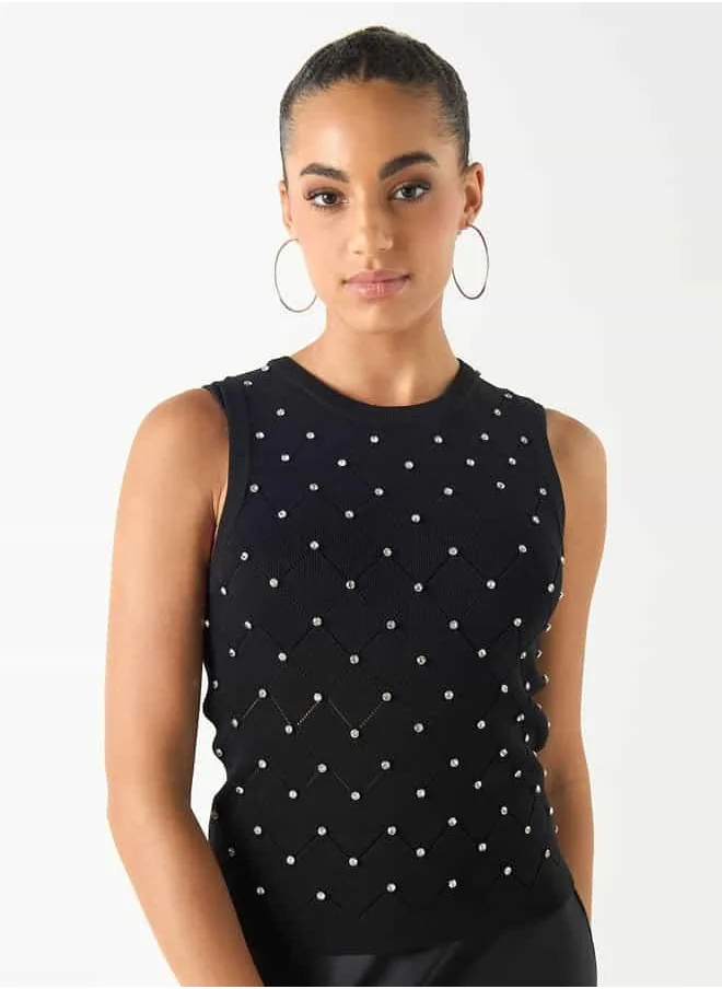 2Xtremz 2Xtremz Embellished Sleeveless Top