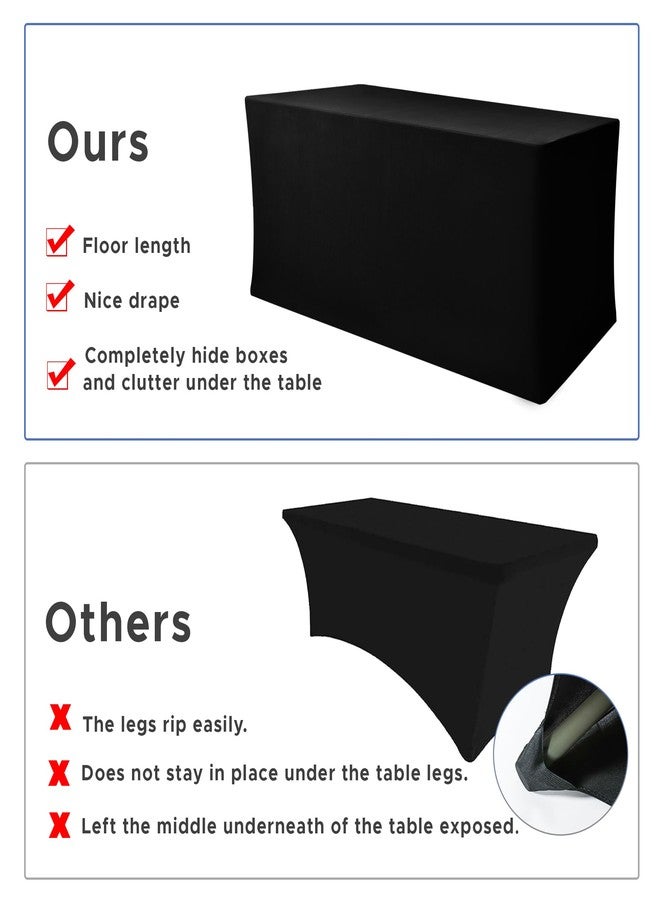 Nasitos Black Fitted Table Covers for 6 Foot Tables - 72 x 30 Inch - 2 Pack Stretch Spandex Rectangle Table Clothes, Polyester Fabric Tablecloths for Parties, Trade Show, Craft Show, Birthday - Image 5
