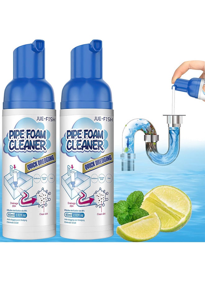 JUE-FISH 2 Packs Pipe Foam Cleaner, Drain Cleaner Foam Powerful Sink Quickly Clean Fragrance Bathroom Deodorizer Bowl For Toilet Tubs Clog Remover, Effective Sterilization Rate 99%  - Image 1