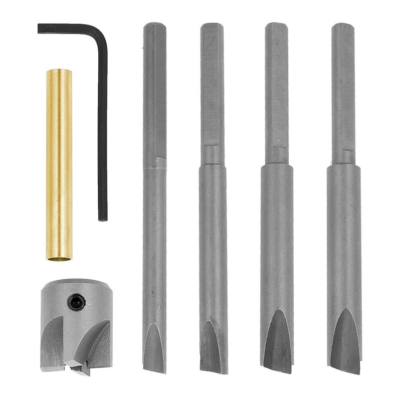TACK PRO Pen Mill Set, 7 PC Pen Barrel Trimming System with 3/4 inch Cutting Head, 7mm, 8mm, 3/8 inch, 10mm Pilo Ctutter Shafts, 0 Size Adaptor Sleeve and Hex Key Wrench, Pen Barrel Mill Trimmer Set - Image 1