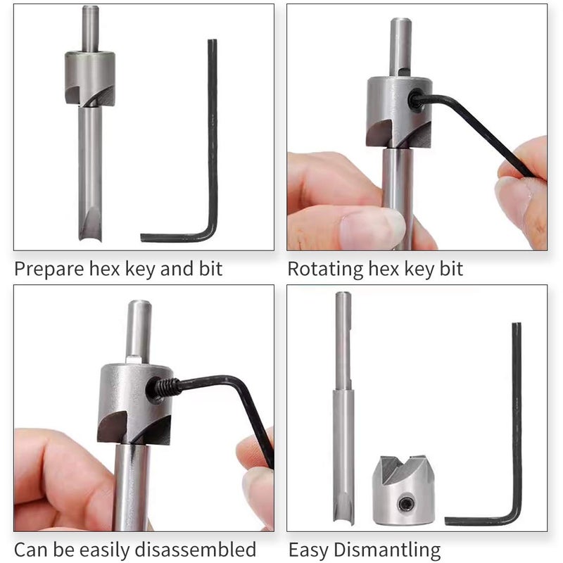 TACK PRO Pen Mill Set, 7 PC Pen Barrel Trimming System with 3/4 inch Cutting Head, 7mm, 8mm, 3/8 inch, 10mm Pilo Ctutter Shafts, 0 Size Adaptor Sleeve and Hex Key Wrench, Pen Barrel Mill Trimmer Set - Image 3