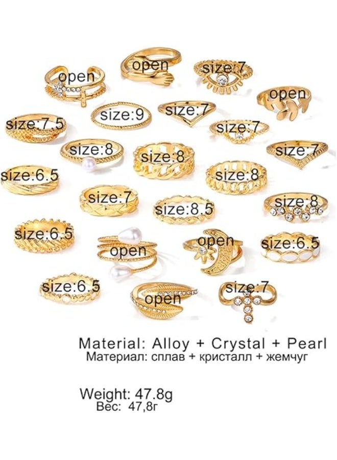 مجموعة خواتم مكونة من 23 قطعة، خاتم عصري بأشكال هندسية وبوهيمية، مناسب لمختلف الإكسسوارات - Image 2