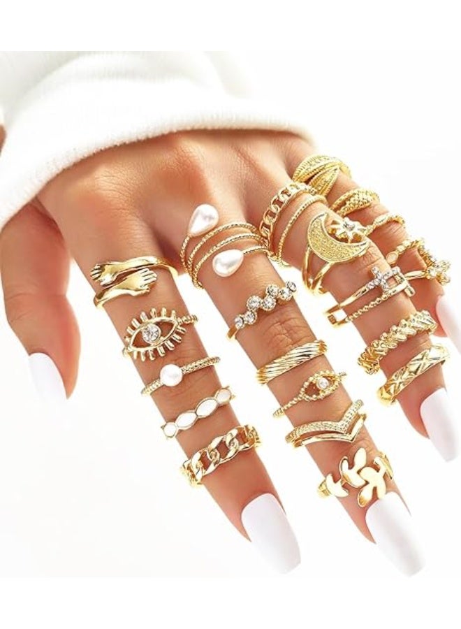 مجموعة خواتم مكونة من 23 قطعة، خاتم عصري بأشكال هندسية وبوهيمية، مناسب لمختلف الإكسسوارات - Image 1